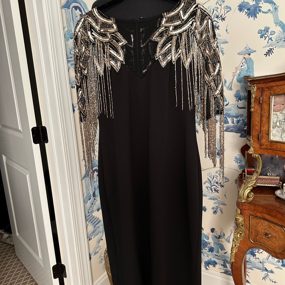 Aidan Mattox Black Cocktail Beaded Dress